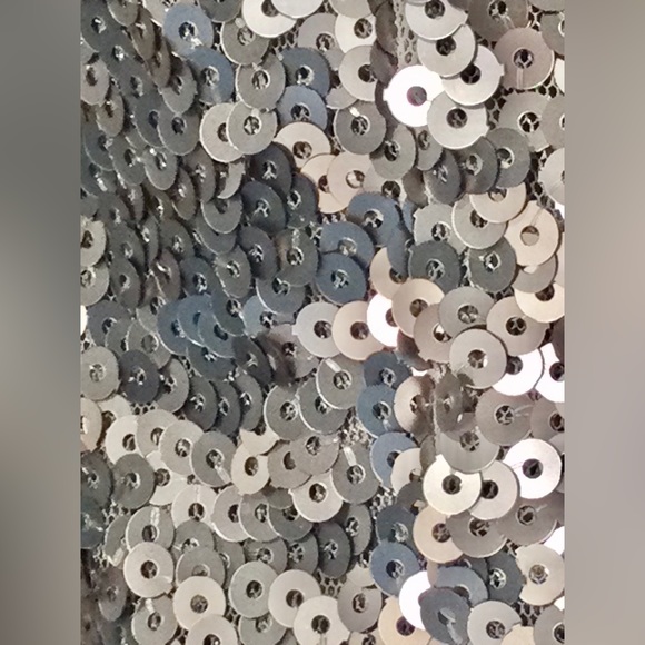 Vince Camuto grey/silver sequined shift midi dress. Size 6, NWT. Sophisticated - Picture 2 of 15